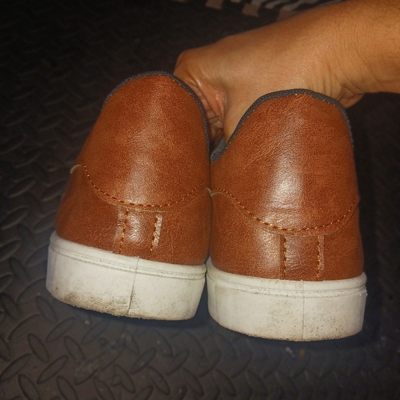 Men camel Brown Canvas lace up sneakers shoes - Picture 7 of 12